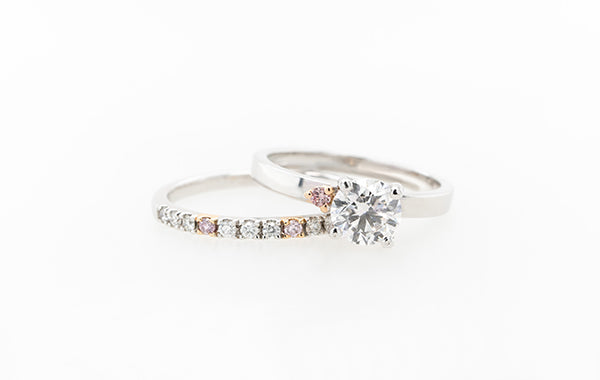 Wedding Ring White and Pink Diamond-Set