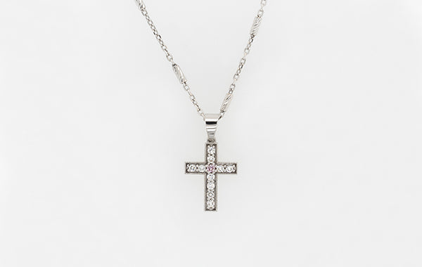 Pink Diamond Cross Pendant 18W