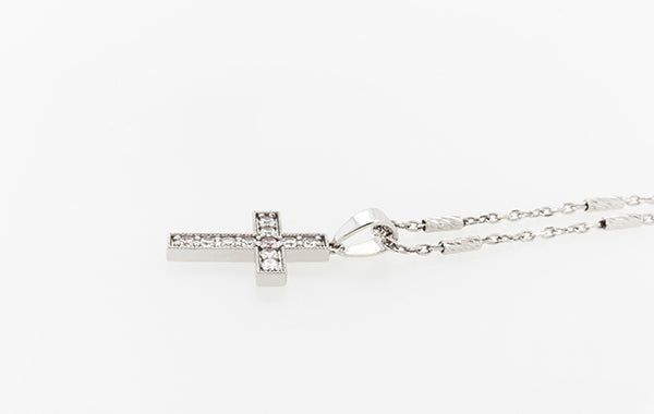 Pink Diamond Cross Pendant 18W