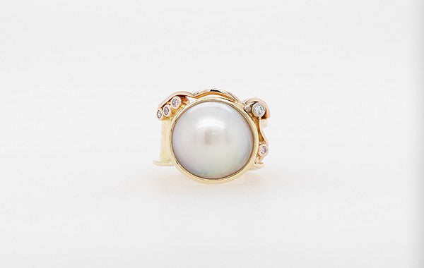 Pink Diamond & Mabe Pearl Ring 