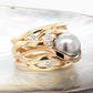 Pearl & Champagne & Pear Diamond Ring