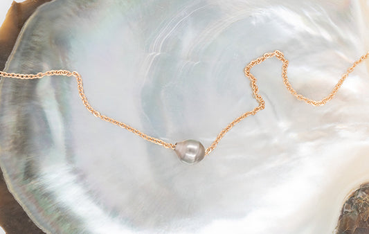 Pearl Slider Necklace Keshi 6.85mm