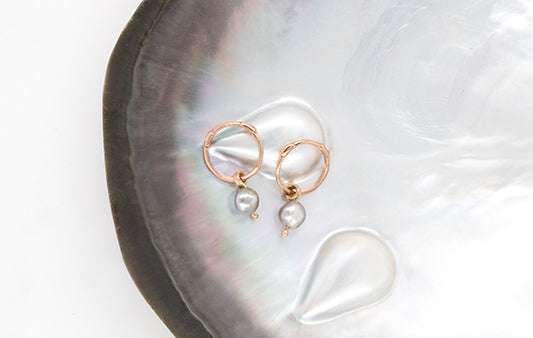 Pearl Sleepers Earrings Small Keshi