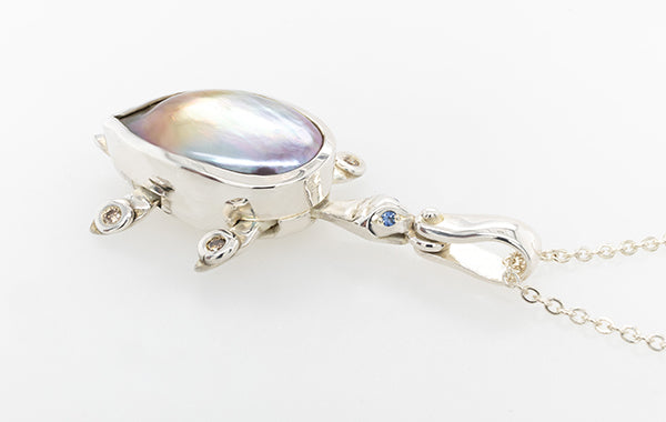 Turtle (Articulated) Mabe, Tanzanite and Champagne Diamond Pendant