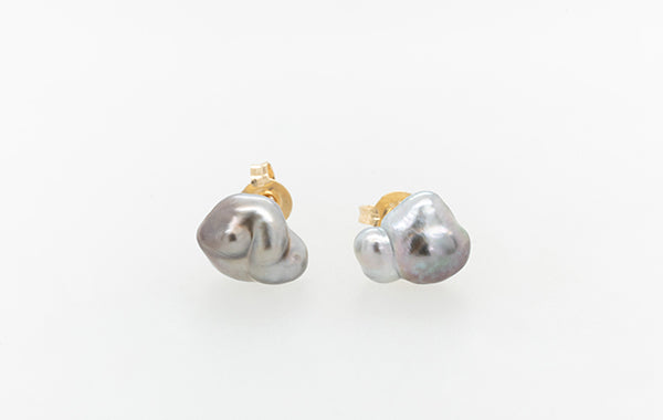 Keshi Pearl Black-Lipped Stud Earrings