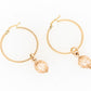 French Knitted Pink Pearl Hoop Earrings