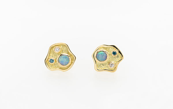 Island Opal Diamond Stud Earrings