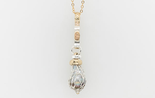 French Knitted Pearl Long Link Pendant