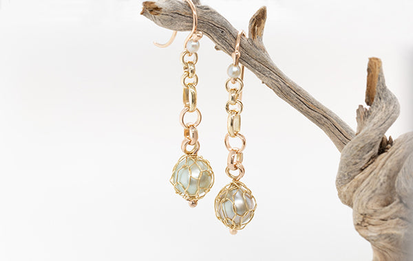 French Knitted Pearl Keshi Drop Earrings