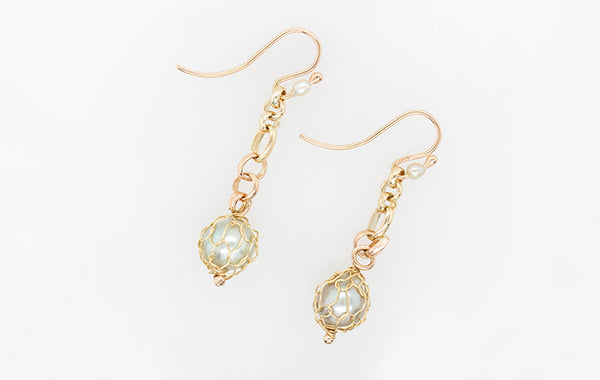 French Knitted Pearl Keshi Drop Earrings