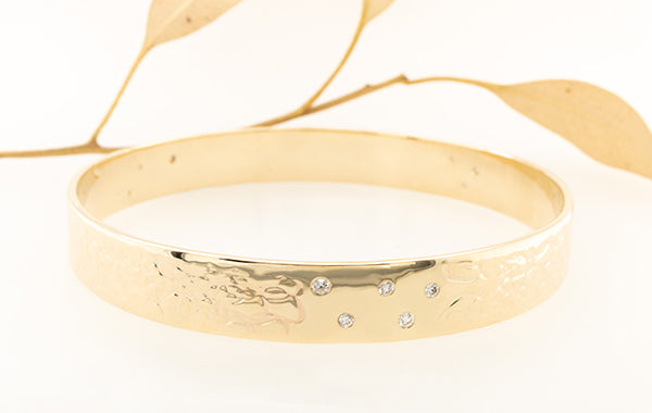 Embossed Diamond-Set Bangle