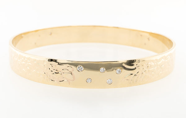 Embossed Diamond-Set Bangle