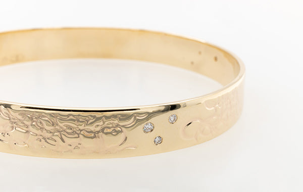 Embossed Diamond-Set Bangle