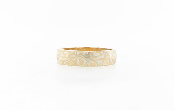 Wedding Ring Mokume-Gane Angular Gold