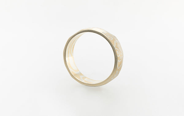 Wedding Ring Mokume-Gane Angular Gold