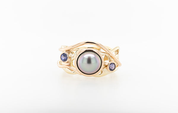 Pearl Coral and Purple Sapphire Ring