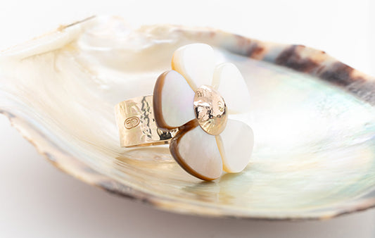 Floral Mother of Pearl Petal Ring