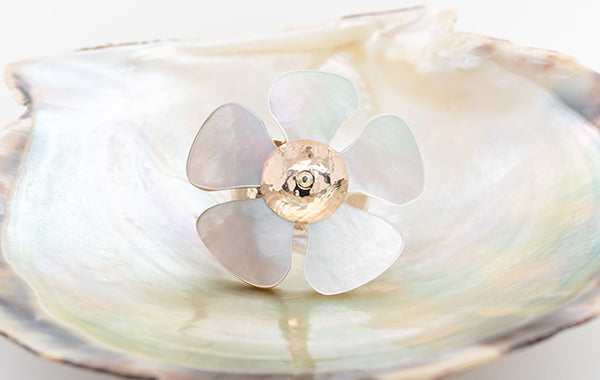 Floral Mother of Pearl Petal Ring