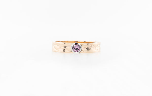 Embossed Pink Sapphire Rose & White Ring