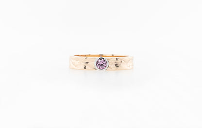 Embossed Pink Sapphire Rose & White Ring