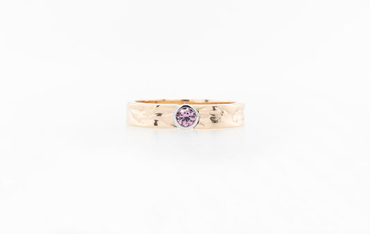 Embossed Pink Sapphire Rose & White Ring