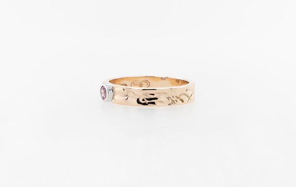 Embossed Pink Sapphire Rose & White Ring