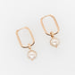 Pearl Peach Rectangle Huggies Earrings