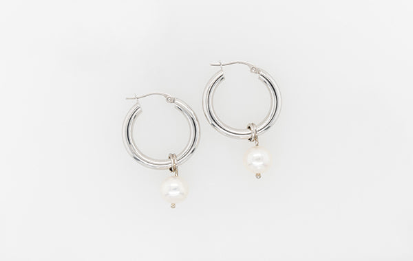 Pearl Akoya Hoop Earrings