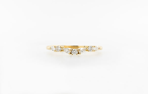 Wedding Ring Fitted Round & Pear Diamonds