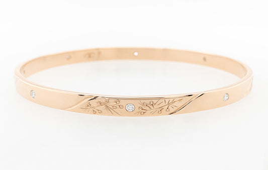 Diamond Bangle Hand Engraved 