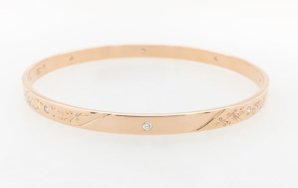 Diamond Bangle Hand Engraved 