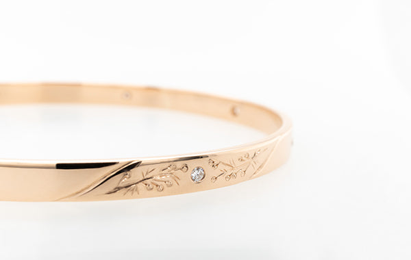 Diamond Bangle Hand Engraved 