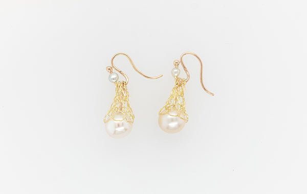 French Knitted Pearl and Mini Keshi Earrings