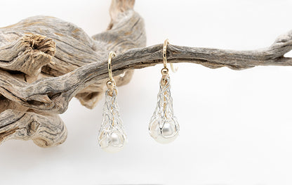 French Knitted Pearl Drop Earrings