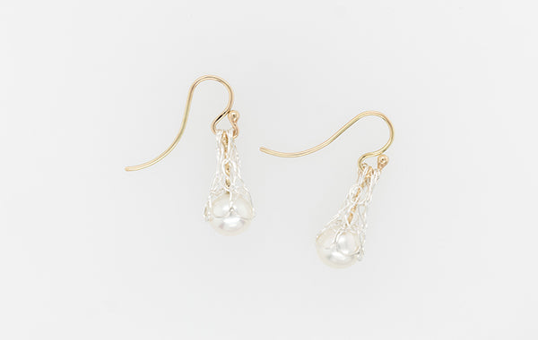 French Knitted Pearl Drop Earrings