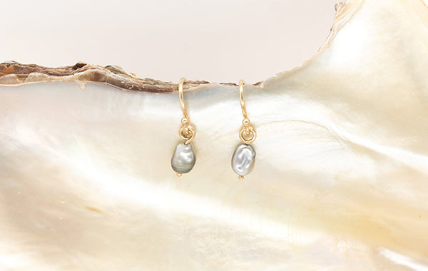 Keshi Pearl Shepherd Hook Earrings