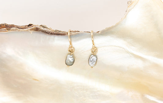 Keshi Pearl Shepherd Hook Earrings