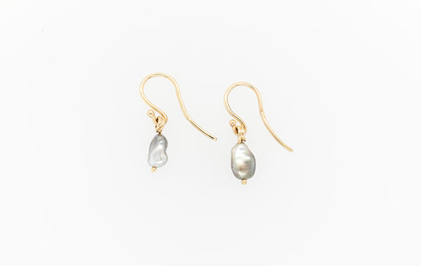 Keshi Pearl Shepherd Hook Earrings