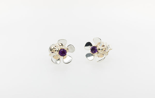 Geraldton Wax Amethyst Stud Earrings