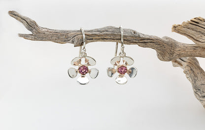 Geraldton Wax Pink Tourmaline Drop Earrings