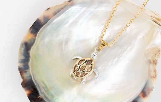 Turtle Two-Tone Patterned Shell Pendant