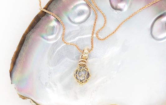 French Knitted Stacked Link Pearl Pendant