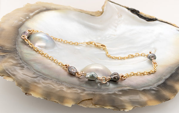 Keshi Pearl Cable Bracelet