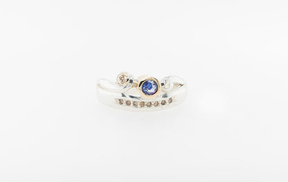 Ceylon Sapphire & Diamond Scroll Ring