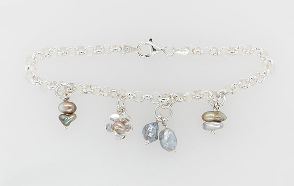 Keshi & Geraldton Wax Charm Bracelet