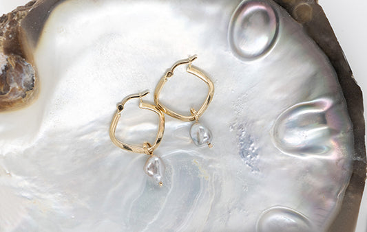 Keshi Drop Square Hoop Earrings 