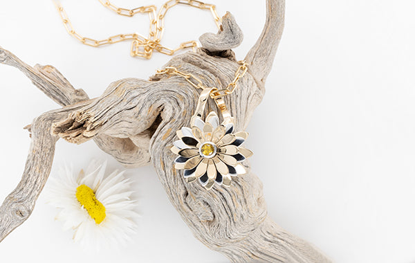 Everlasting Flower Yellow Sapphire Pendant