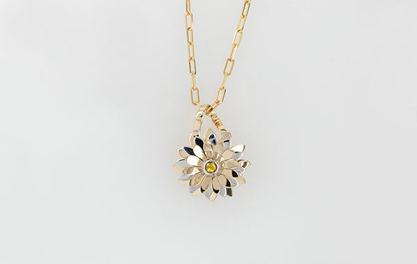 Everlasting Flower Yellow Sapphire Pendant