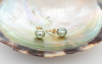 Pearl Green Stud Earrings