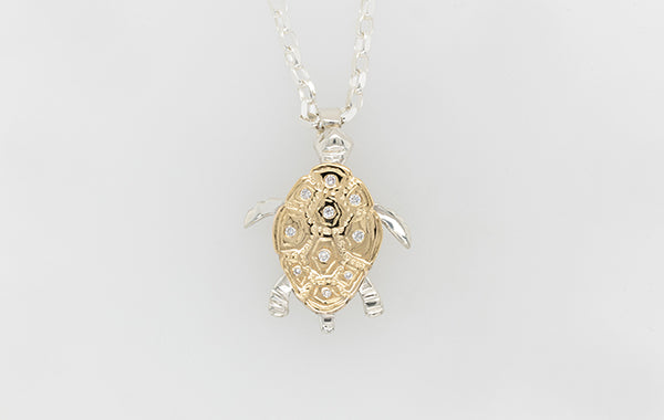 Turtle (Articulated) Diamond Shell Pendant